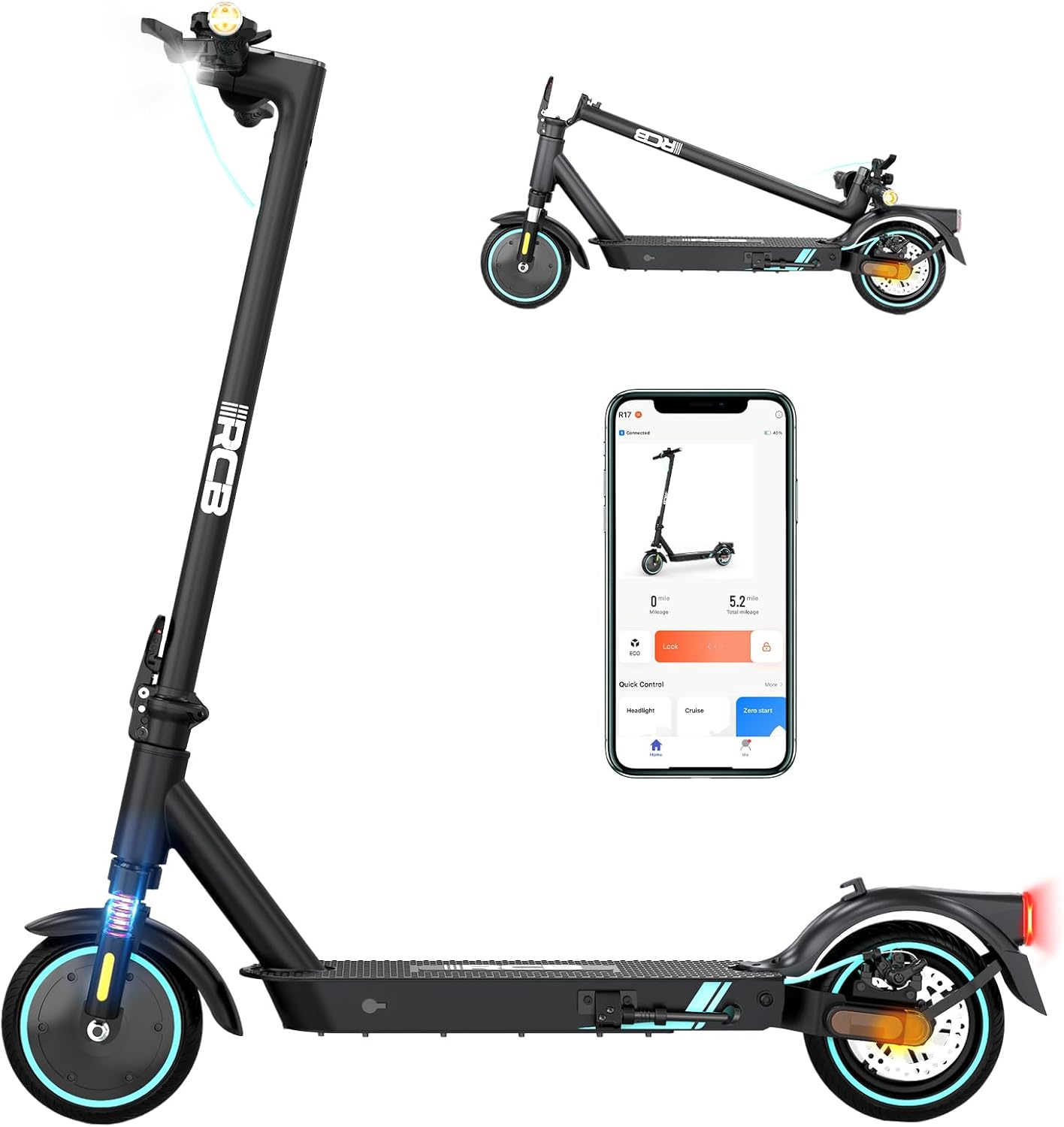 RCB R17 Monopattino Elettrico, Max 25 km/h, 8.5"